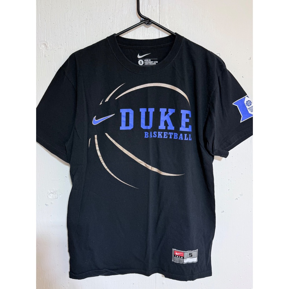 Nike Duke Basketball T Shirt Mens S Black Cotton Blue Devils Logo Graphic Tee